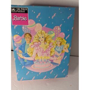 Vtg Complete 1989 Golden 100 Pc Happy Birthday Barbie Puzzle Ken & Skipper 11x15